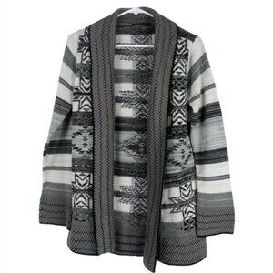BCBG Cardigan Womens M Gray Southwestern Western Shawl Collar Boho Duster